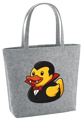 Produktbild von Huuraa Filzshopper Quietscheente Vampir Gummiente Blutsauger 22 Liter Grey Melange Filztasche Geschenkidee