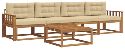 Produktbild von vidaXL Outdoor-Sofagarnitur mit Kissen 5 pcs Natur und Beige