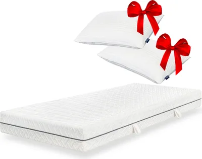 Produktbild von ESSENCE SLEEP - EASY Schaumstoff Matratze - 140 x 200 x 18 cm, H3, mit 2 Visco-Schaum Kopfkissen, ergonomischer Kern, atmungsaktiv & druckentlastend