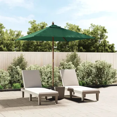 Image de vidaXL Parasol avec mât en bois vert 198x198x231 cm
