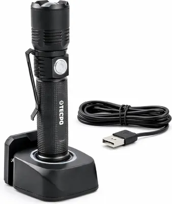 Produktbild von TECPO Taschenlampe mit Ladestation 250 Meter Leuchtweite 600 Lumen 7500K 15 Stunden Betriebsdauer