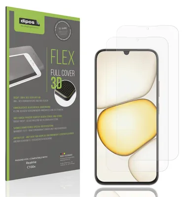Produktbild von 2x Full Cover Schutzfolie matt für Realme C100x Panzerfolie Anti-Shock