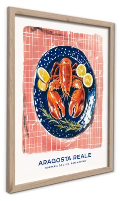 Produktbild von STYLER Wandbild 30x40 cm Lobster Küchenbild Meerestier Bild Modernes Kunstbild Wanddeko Küche Esszimmer Wohnzimmer Rahmen Design