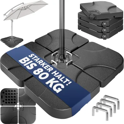 Produktbild von CASARIA® Sonnenschirmständerplatten 4er Set bis 80 kg befüllbar mit Wasser Sand für Ampelschirm Bodenkreuz Metallverbindern wetterfestes Schirmgewicht