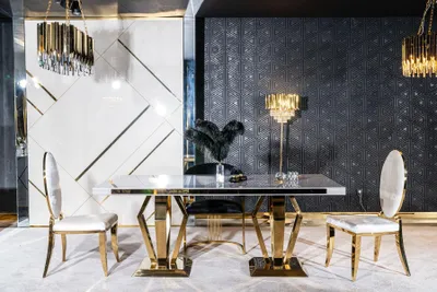 Obrázek produktu pro Luxus Tische Esszimmer Tisch Esszimmer Moderner Edelstahl Weiß