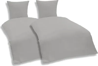 Produktbild von 4 teilige Uni Bettwäsche 135 x 200 cm grau silber Einfarbig Mikrofaser Garnitur