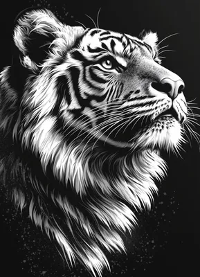 Obrázok produktu pre Plagát 13 x 18 cm  Portréty zvierat do obývacej izby | Tiger 3 | Čiernobiely