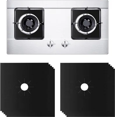 Image de Plaques de protection 27 x 27 cm - Lot de 10 - faciles à nettoyer - plaque de protection noire pour cuisinière à gaz