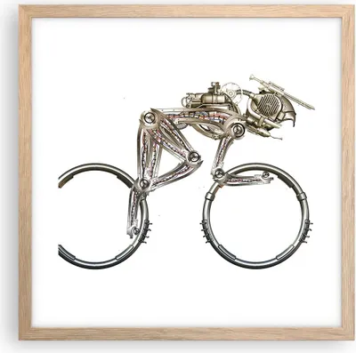 Produktbild von Gerahmtes Poster - Rahmen in heller Eiche - Fahrrad Roboter Modern - 40x40 cm - Wand Bild - Wanddeko - Wandbilder - Wandposter - Bilderrahmen - Bilder - Kunstdruck - Wandbild - P2NAC40x40-4194