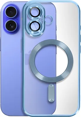 Immagine prodotto di Avizar, custodia MagSafe in silicone per iPhone 16 con cornice cromata, blu chiaro