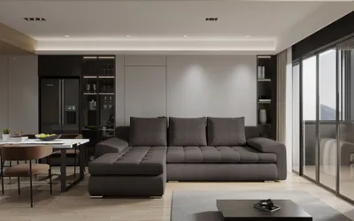 Produktbild von Ecksofa Sofa HECKTOR mit Schlaffunktion Stoff Abriamo Braun Ottomane Links