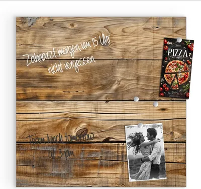 Produktbild von Magnettafel 30x30cm Pinnwand Whiteboard beschreibbar - Holzdielenmaserung