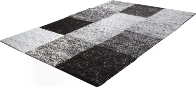 Image de Tapis fait main haut de gamme 100 % coton à carreaux tressés, couleur marron beige, dimensions 200 x 300 cm