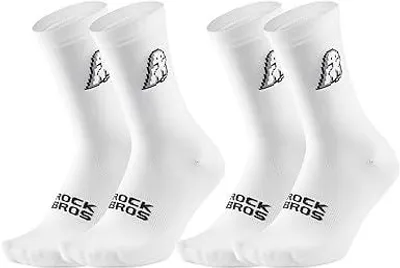 Immagine prodotto di Calzini da ciclismo ROCKBROS per uomo e donna, calzini traspiranti per ciclismo, corsa, fitness e allenamento, calzini comodi con rinforzo bianco S