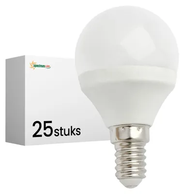 Productafbeelding van Spectrum LED Kogellamp P45 E14 Mat - 6W 520lm 3000K - Warmwit - Vervangt 45W - 25 stuks