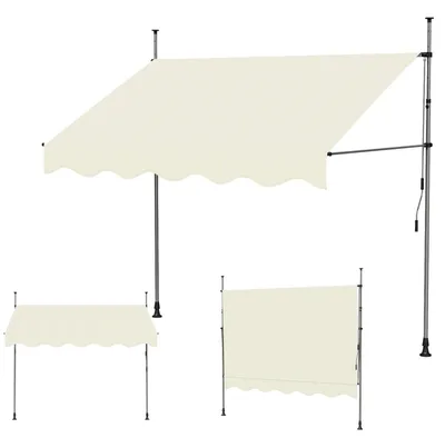 Image de Store de balcon pour pavillon - Store de terrasse à manivelle - Protection contre le soleil et la pluie en PVC - Pour balcon, terrasse, café, jardin - Beige