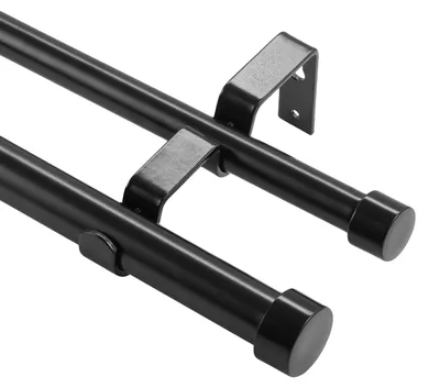 Immagine prodotto di VEVOR Bastoni per tende con guida interna a 2 fili, 92-183 cm Bastoni per tende con capacità di carico di 13,6 kg Regolabile con testa arrotondata e staffa - Finestra decorativa per soggiorno e camera da letto / Nero