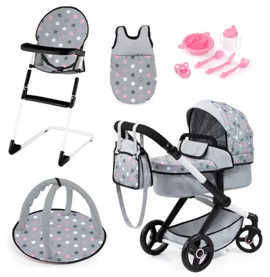 Zdjęcie produktu dla Xeo Deluxe Set wózek combi dla lalek, szary - dla rodziców małych lalek