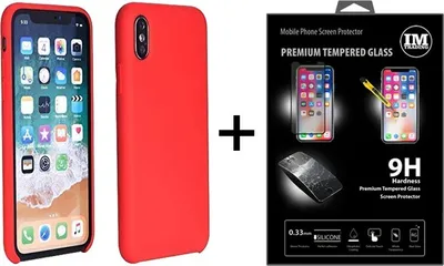 Obrázek produktu pro Silikonové pouzdro + kryt z pancéřové fólie 9H Decentní pouzdro na mobilní telefon Pouzdro na mobilní telefon @cofi1453 Red iPhone XR