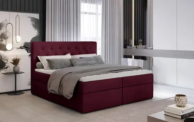 Produktbild von NABBI Gepolstertes Doppelbett mit Stauraum Liborn 160 - bordeaux