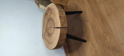 Image de Table basse en chêne massif huilé, avec pieds en bois noir, table d'appoint, table de chevet, table d'appoint