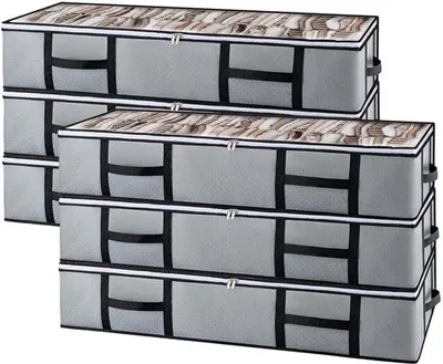 Image de Grand sac de rangement sous le lit avec couvercle - 90 litres - 6 pièces - Rangement pour vêtements - Accessoire pour table d'appoint