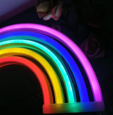 Zdjęcie produktu dla Zasilana bateryjnie tęczowa neonowa lampa ścienna LED, neonowe lampki nocne neonowy znak neonowy neonowy znak na imprezę bar do gier dekoracja ścienna pokoju sypialni, urodziny dzieci