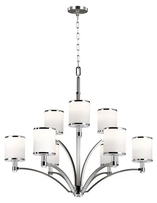 Image de Lustre, lampe à suspendre, acier verre, chrome, D 91,7 cm