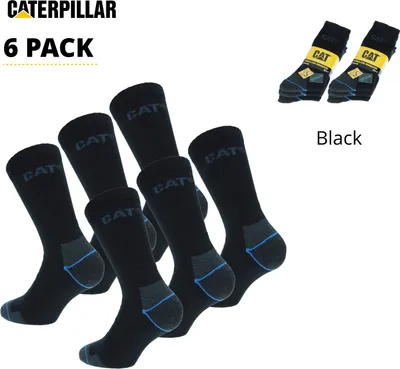 Immagine prodotto di Caterpillar 6 paia di calze / calze da lavoro Doppio tallone rinforzato in punta Coolmax (fibre di poliestere) Nero43-46
