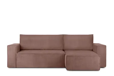 Obrázek produktu pro Konsimo levá/pravá rohová pohovka s funkcí spaní s područkami "NAPI", růžová, manšestrová látka, loft, 262x89x148cm