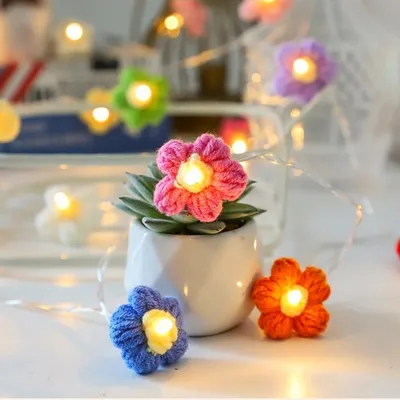 Blüten-Lichterkette 1,5 m, 10 LED, batteriebetrieben, warmweiß