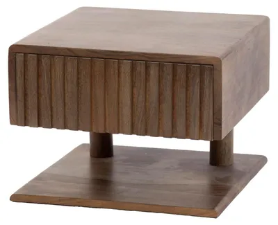 Productafbeelding van FURNLUX nachtkastje, gebeiteld acaciahout, 35 cm / Hoofdkleur: bruin / Afmetingen: 35 x 27 x 35 cm