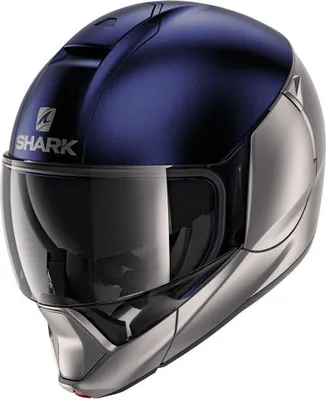Obrázok produktu pre Shark výklopná prilba so slnečnou clonou Evojet Karonn čierno-strieborno-modrá matná