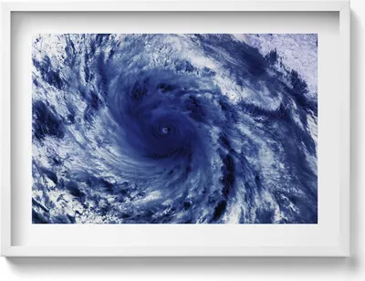 Produktbild von NASA-Foto - Wolkenwirbel aus dem Weltraum– Wandbild mit Rahmen – Gerahmtes Bild  – Wanddekoration – 70x50 cm –  Weiß Rahmen