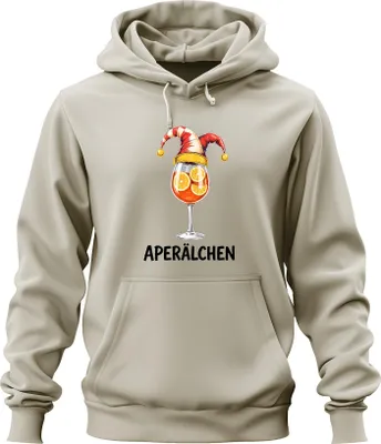 Produktbild von Aperälchen Aperol Spritz Cocktail Glas Orangenscheiben Lustig Uni Hoodie Kapuzenpullover, Natur, XL