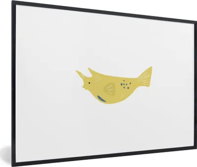 Produktbild von MuchoWow® MuchoWow® Gerahmtes Poster Fisch - Meer - Gelb - Aquarell 60x40 cm - Poster mit zchwarzem Bilderrahmen - Printing - Wanddeko Schlafzimmer