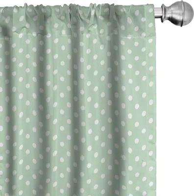 Immagine prodotto di ABAKUHAUS Tende alla menta, tendaggi, classico motivo a pois vecchio stile su sfondo verde chiaro nuovo, 2 pezzi 75 x 175 cm, verde menta e bianco