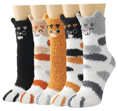 Produktbild von Kuschelsocken Damen 5 Paar Warm Flauschig Größe 36-40 Braun Mikrofaser