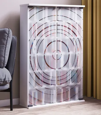 Produktbild von VCM Holz CD DVD Stand Regal | platzsparender CD Schrank mit 2 ESG-Sicherheitsglastüren für 300 CDs oder 130 DVDs oder 72-Videos | Maße: H. 92 x B. 60 x T. 18 cm | 10 variable Einlegböden – Tilano L