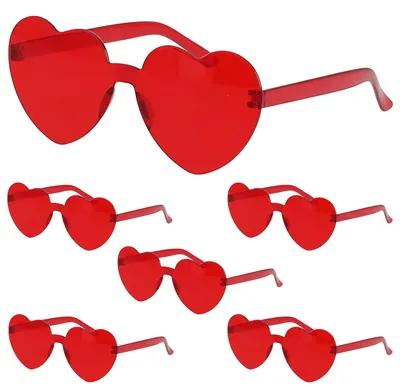 Produktbild von Partybrille Herz rot 6er Set Kunststoff 13,5x5,5cm Herzbrille Partyaccessoire Fasching Karneval JGA Mottoparty