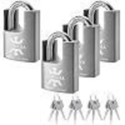 Produktbild von Hochsicherheits-Vorhängeschloss Edelstahl 40mm gleichschließend 4er Set rostfrei Innen/Außen