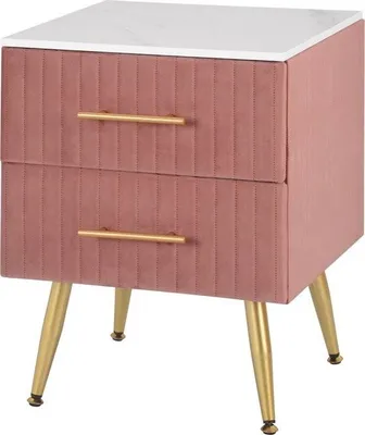 Produktbild von Retro-Nachttisch – dekorativ & robust – funktionales Design – geeignet für Schlafzimmer oder Wohnzimmer – stilvolles MDF – zartes Rosa