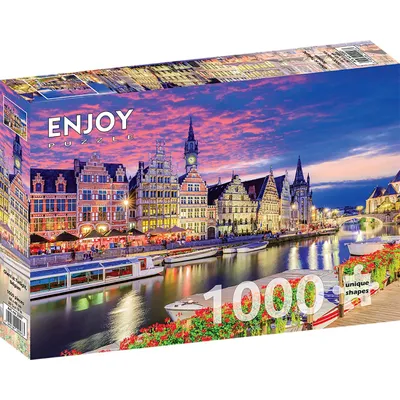 Zdjęcie produktu dla Puzzle 1000 elementów Enjoy – Gandawa o zmierzchu, Belgia
