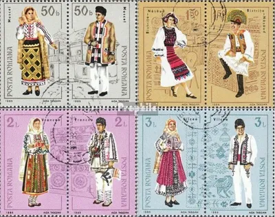 Produktbild von Briefmarken Rumänien 1985 Mi 4185-4192 Paare (kompl.Ausg.) gestempelt Volkstrachten