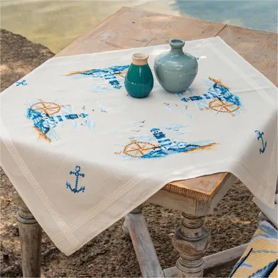 Obrázok produktu pre Vervaco – sada na vyšívanie krížovým stehom „Navy“, s predkresleným vzorom, 80 x 80 cm