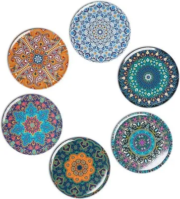 Immagine prodotto di Set di 6 sottopiatti in vetro (9 cm), design boho,