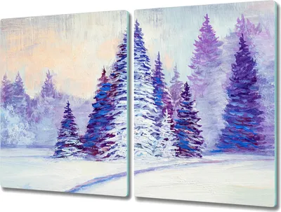 Produktbild von Coloray Schneidebrett Herdabdeckplatte 2x40x52 cm Kochplattenabdeckung Hackbrett Küchenbrett - Winter Schnee Wald