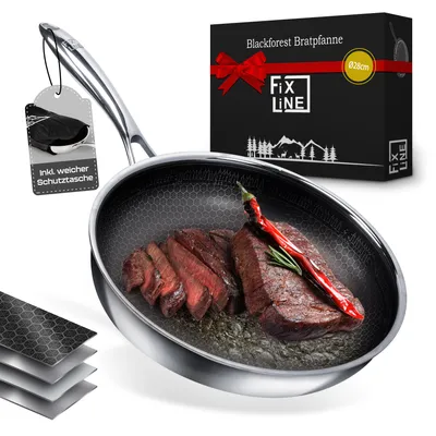 Produktbild von FIXLINE® Wabenpfanne 28cm Black Forest Edition - Kratzfeste Beschichtung - alle Herdarten inkl. Induktion - Backofengeeignet bis 230°C - Sehr Beliebt