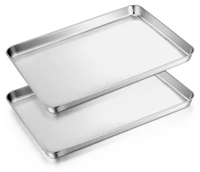 Immagine prodotto di Set di 2 teglie da forno in acciaio inossidabile, dimensioni 31,6 x 24,6 x 2,5 cm