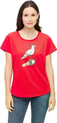 Produktbild von Derbe Sturmmöwin - Damen T-Shirt, Größe:S, Farbe:red/lava smoke